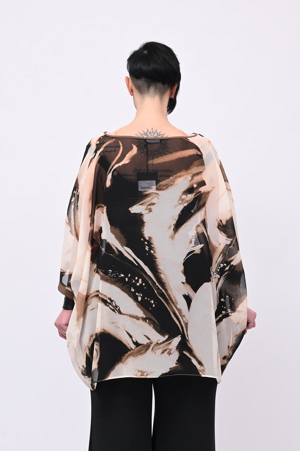 Blusa scatola over fantasia - Moro