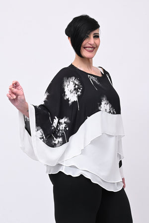 Cappa velo fantasia - Bianco / Nero