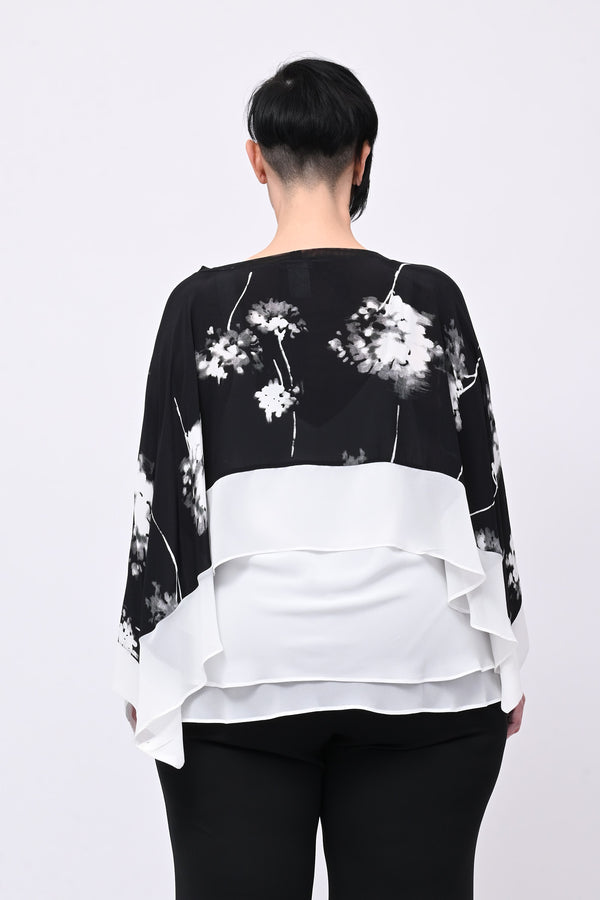 Cappa velo fantasia - Bianco / Nero