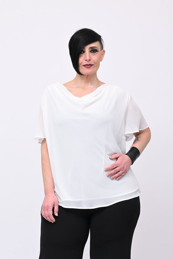 Blusa scollo cratere - Bianco