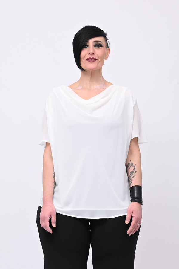 Blusa scollo cratere - Bianco