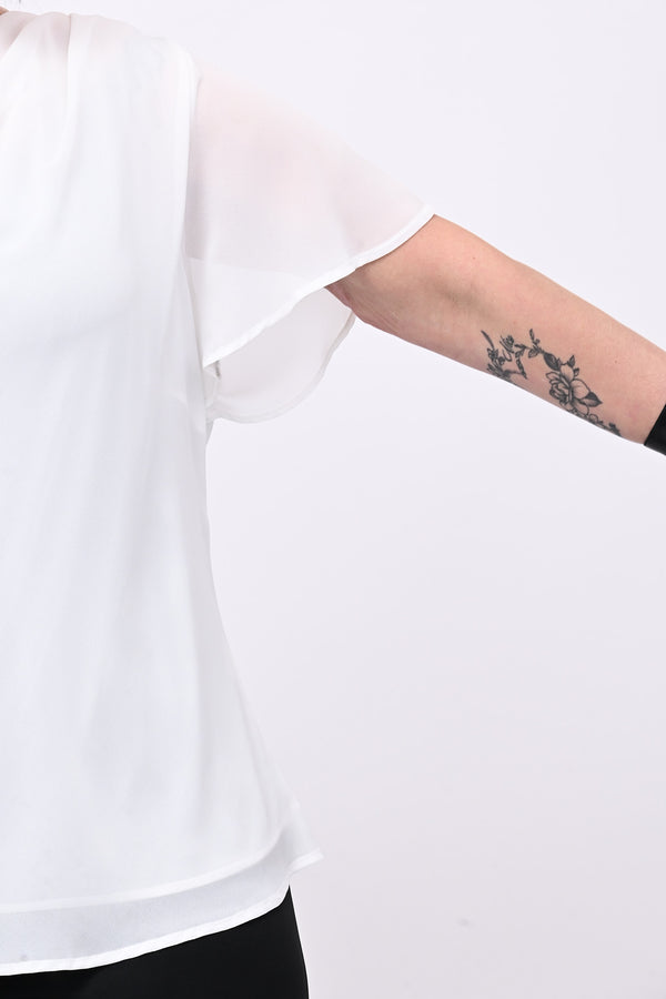 Blusa scollo cratere - Bianco