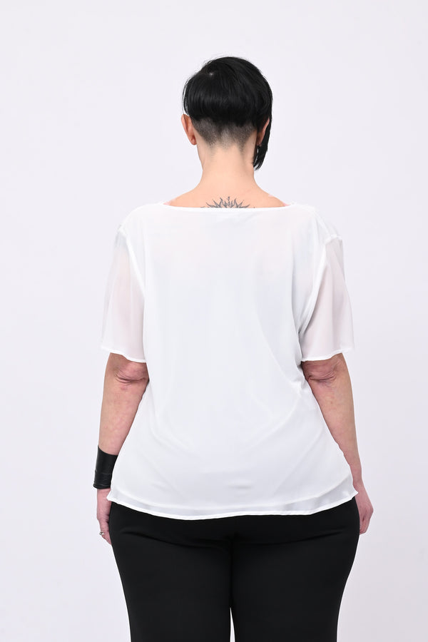 Blusa scollo cratere - Bianco