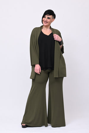 Pantalone zampa jersey - Verde militare