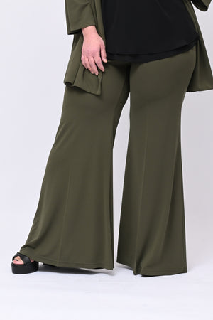 Pantalone zampa jersey - Verde militare