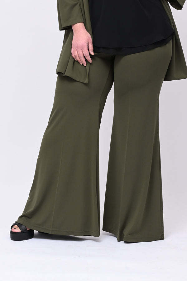 Pantalone zampa jersey - Verde militare