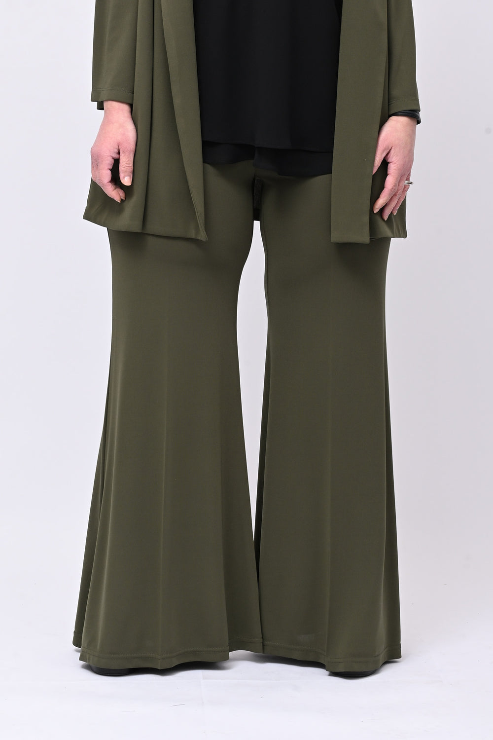 Pantalone zampa jersey - Verde militare