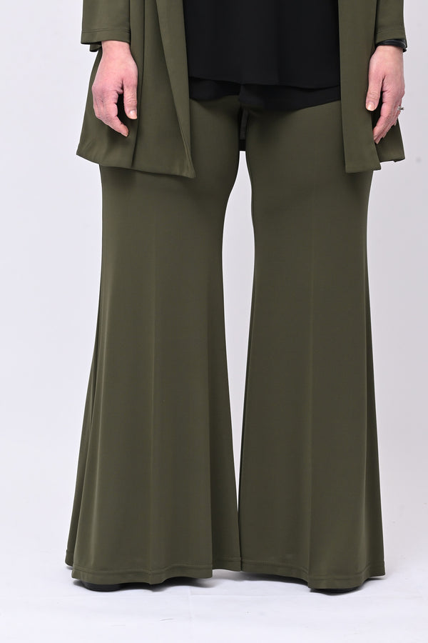 Pantalone zampa jersey - Verde militare