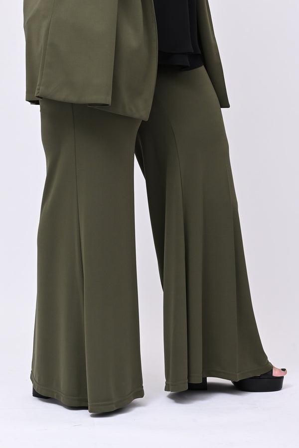 Pantalone zampa jersey - Verde militare