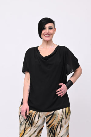 Blusa scollo cratere - Nero