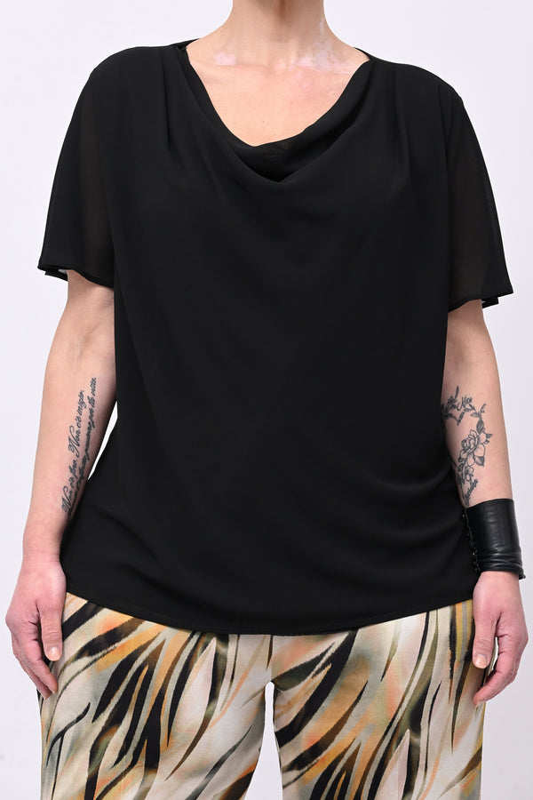 Blusa scollo cratere - Nero