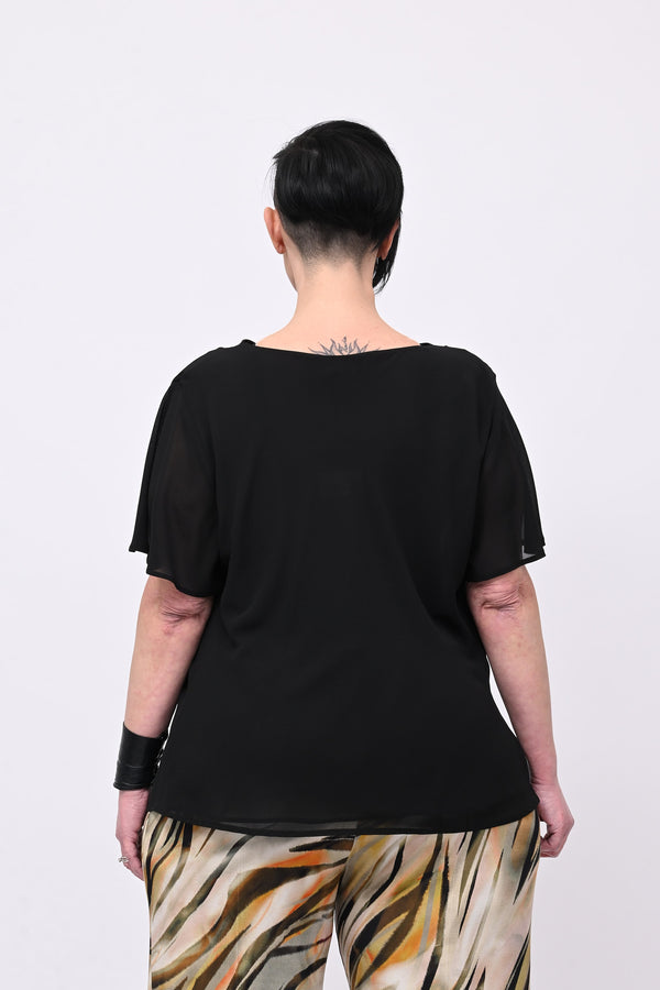 Blusa scollo cratere - Nero