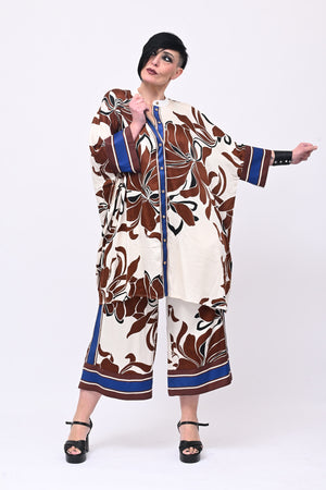 Gaucho stampa fiore - Brown