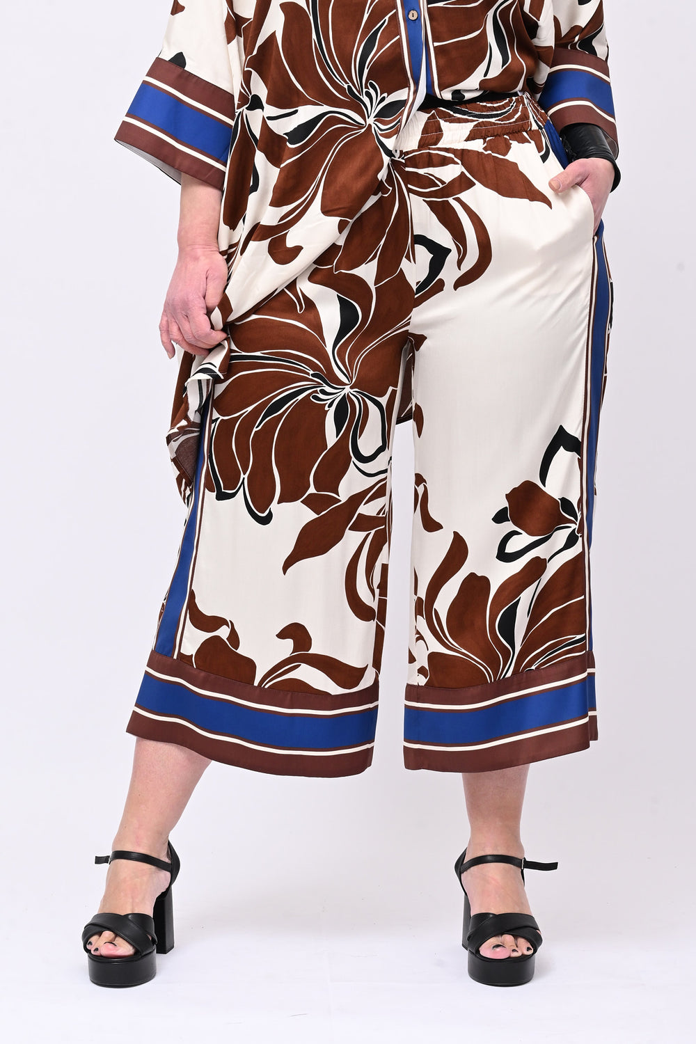 Gaucho stampa fiore - Brown