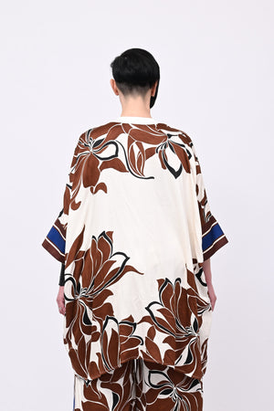 Maxicamicia stampa fiore - Brown
