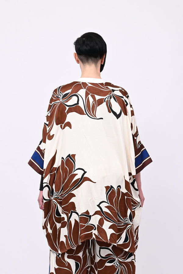 Maxicamicia stampa fiore - Brown