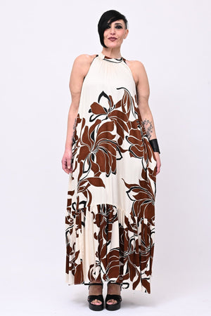 Abito scollo americana - Brown