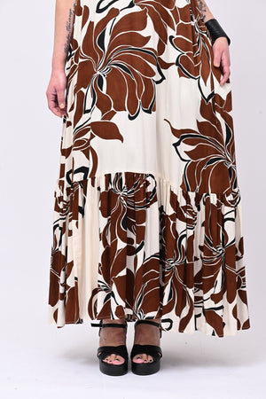 Abito scollo americana - Brown