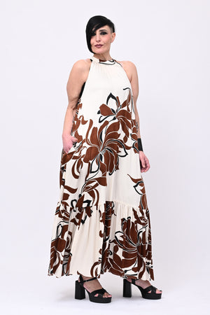 Abito scollo americana - Brown