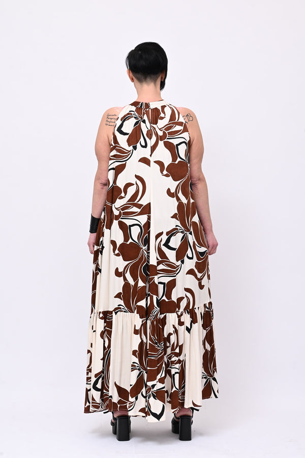 Abito scollo americana - Brown