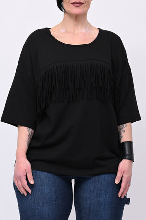 Maglia frangia - Nero