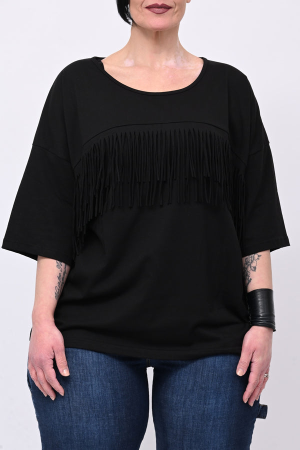 Maglia frangia - Nero
