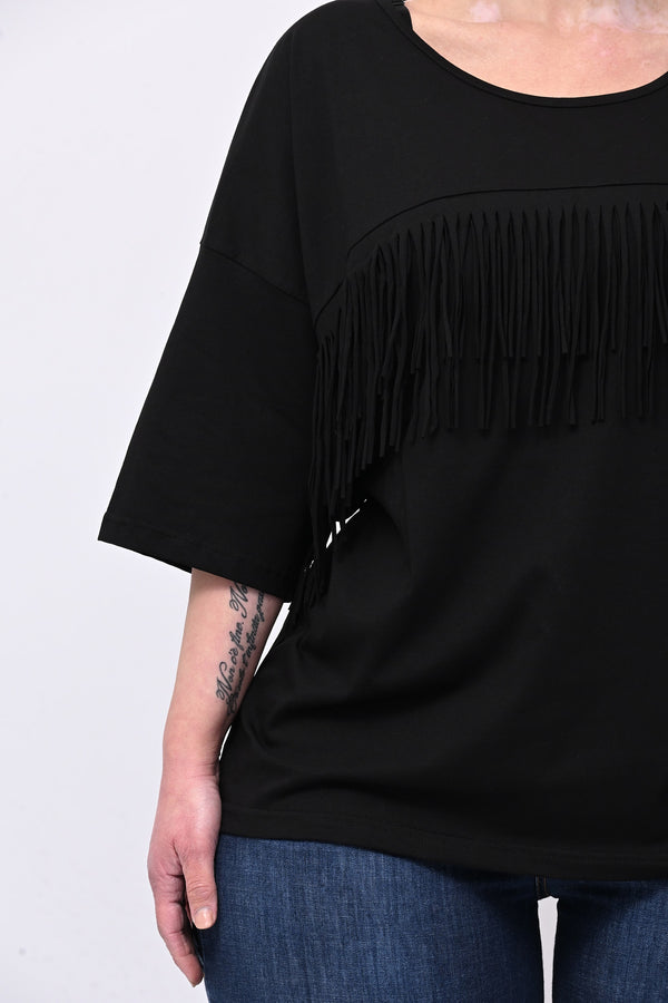 Maglia frangia - Nero
