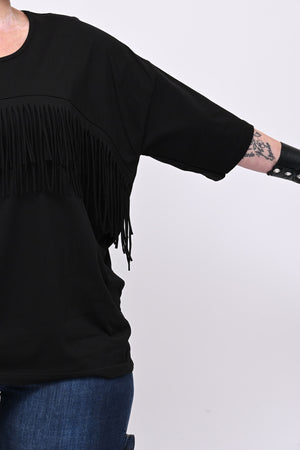 Maglia frangia - Nero