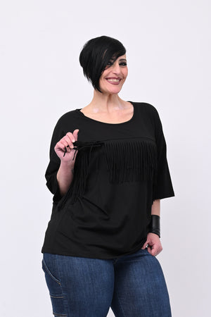 Maglia frangia - Nero