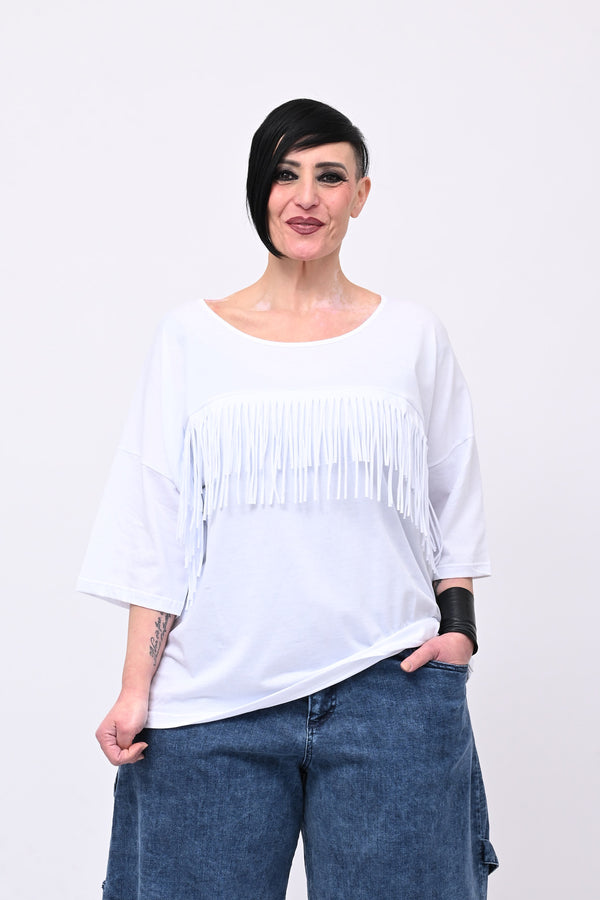 Maglia frangia - Bianco