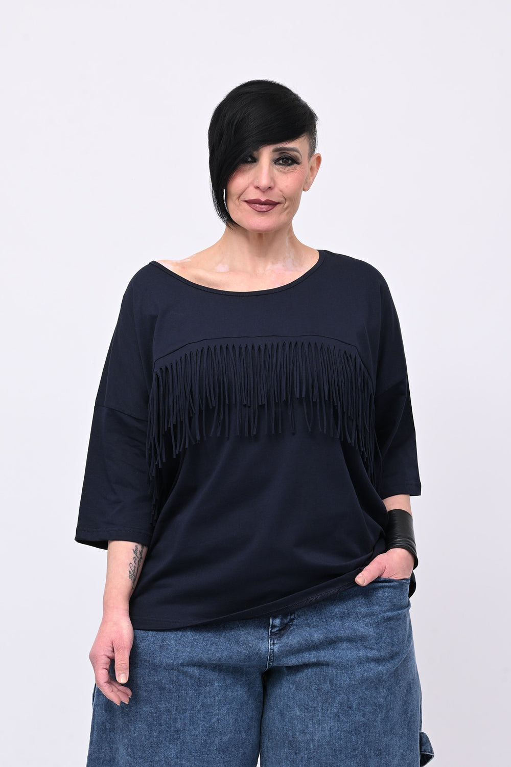 Maglia frangia - Blu notte
