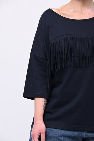 Maglia frangia - Blu notte