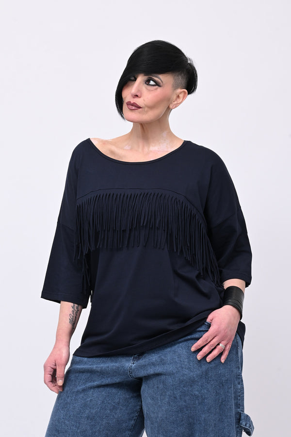 Maglia frangia - Blu notte