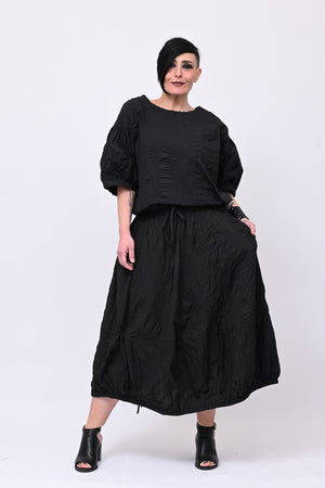 Blusa goffrata laccetto - Nero