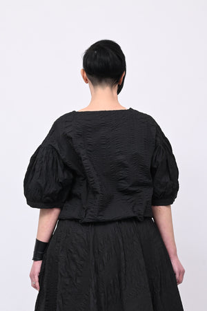 Blusa goffrata laccetto - Nero