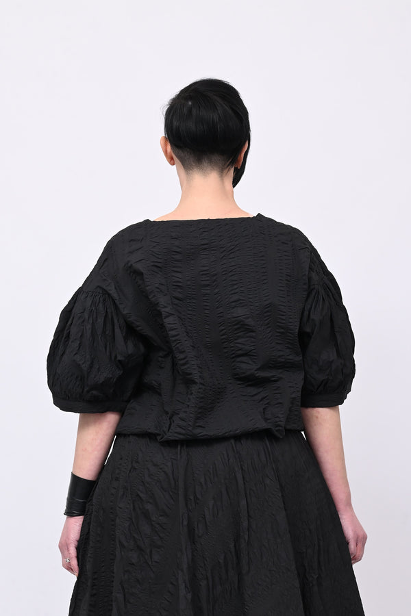 Blusa goffrata laccetto - Nero
