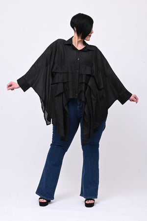 Camicia organza balze - Nero