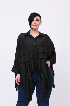Camicia organza balze - Nero