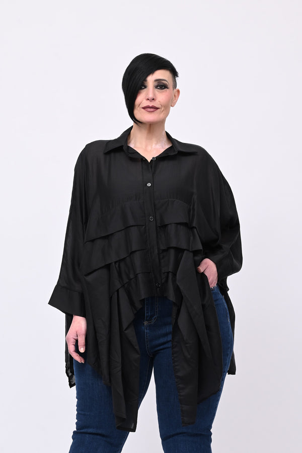 Camicia organza balze - Nero