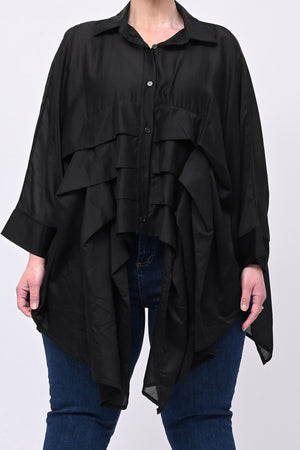 Camicia organza balze - Nero