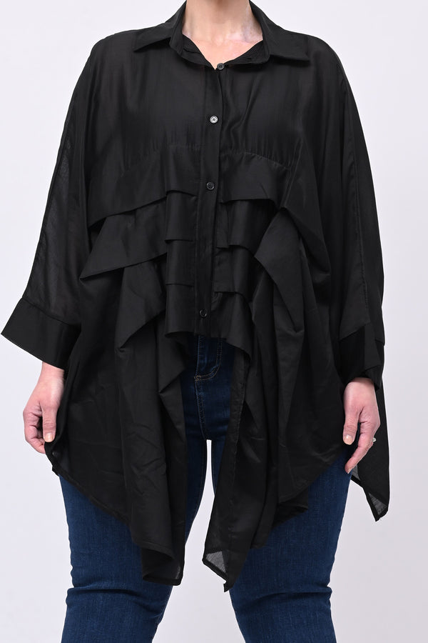 Camicia organza balze - Nero