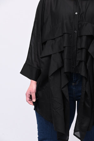 Camicia organza balze - Nero