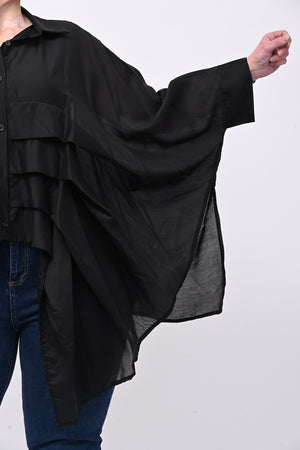 Camicia organza balze - Nero