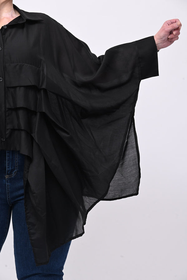 Camicia organza balze - Nero