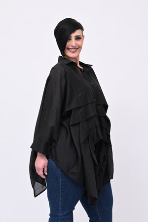 Camicia organza balze - Nero
