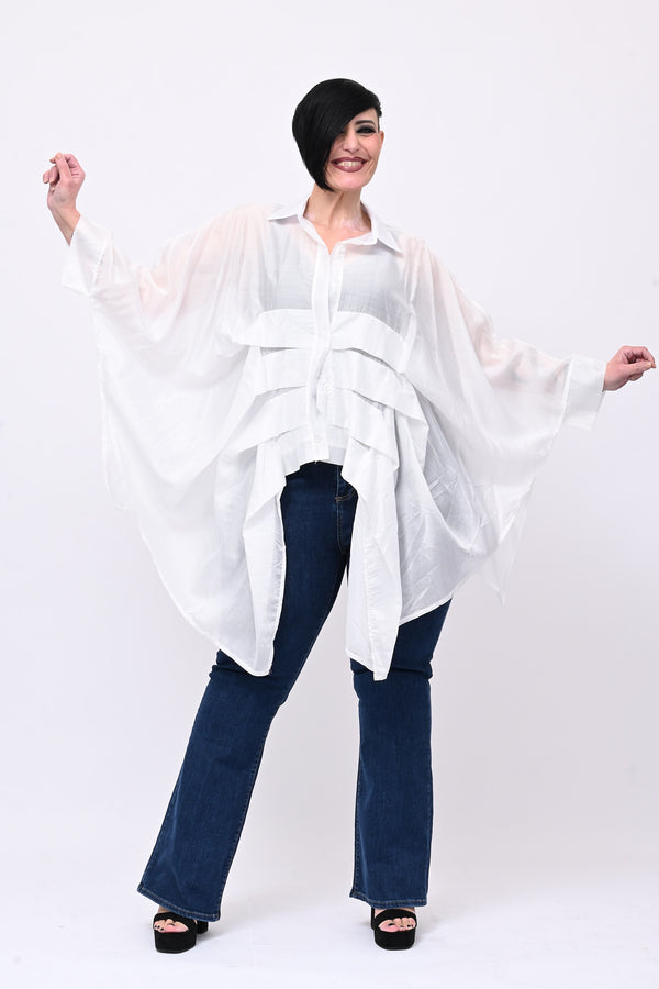 Camicia organza balze - Bianco