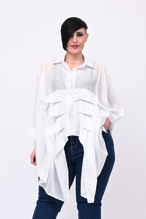 Camicia organza balze - Bianco