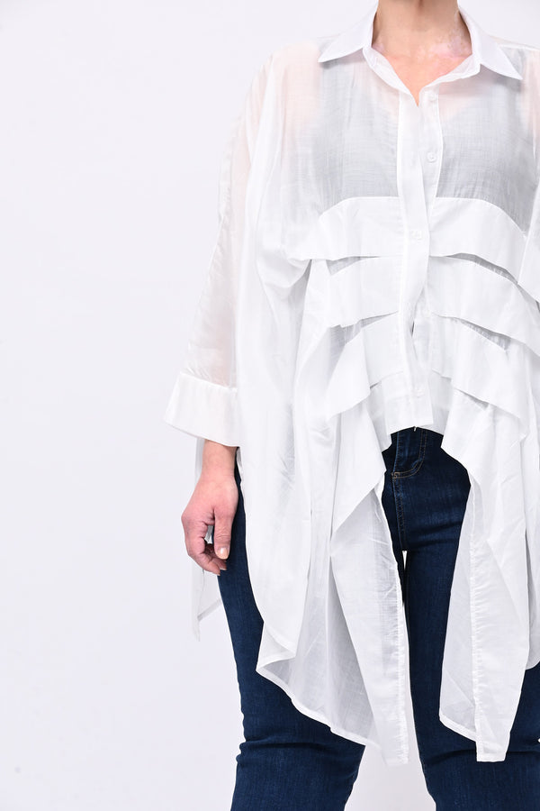 Camicia organza balze - Bianco