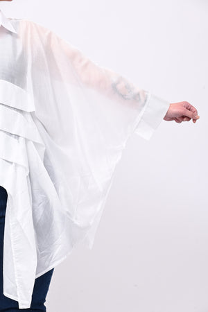 Camicia organza balze - Bianco