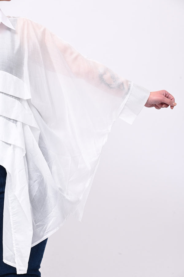 Camicia organza balze - Bianco